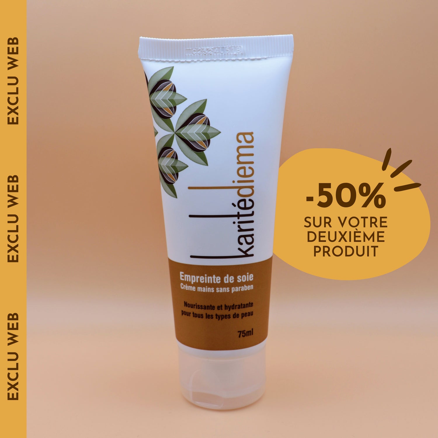 Offre exclusive crème mains sans paraben Karitédiema Empreinte de soie 75ml, nourrissante et hydratante